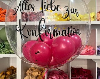 personalisierter Heliumballon zur Komfirmation mit Konfetti Geschenk