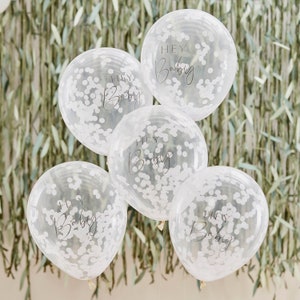 Balloons Balloon Set Baby Shower Pack of 5 Confetti Balloons Hey Balloon Latex Balloons Decoration Baby Shower Balloon Decoration