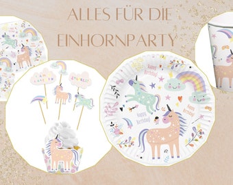 Partydeko Einhorn Tischdeko Einhornparty Teller Becher Servietten Geburtstag Kindergeburtstag Party Unicorn Pastell Dekoration Birthday