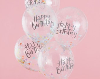 Ballons zum Geburtstag Happy Birthday Luftballon Latexballons Deko Konfettiballons rosegold