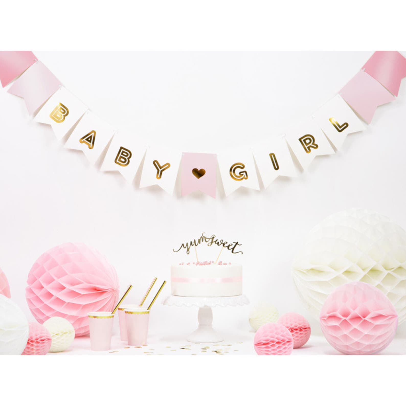 Babyparty-Girlande Mit Rosa Herzen – 2,74 M Lang, Perfekt Für Die Dekoration Einer Rosa-Baby-Shower