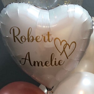 bedruckter Herzballon zur Hochzeit mit Wunschtext z.B. Namen des Brautpaares, Hochzeitsdatum oder ähnlichem