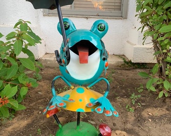 Metal Frog Yard Art Etsy