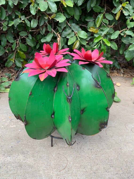 Handmade Metal Bisnaga Cactus, Metal Decor, Garden Decor, Metal Art Hand Made