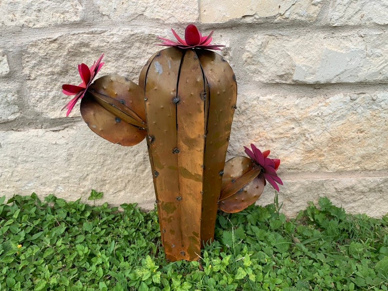 Rustic Handmade Metal Cactus Garden Decor Metal Art Cactus Etsy