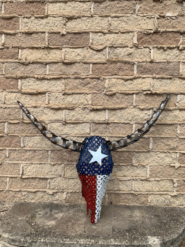 Handmade Metal Bullhead Texas Decor Metal Art Garden Decor Etsy
