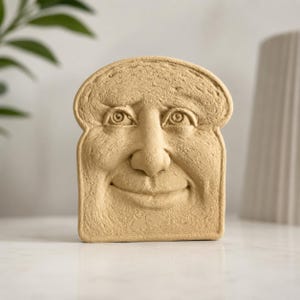 Funny Bread Wall Decor, Weird Toast Face Sculpture, Quirky Kitchen Gift, Oddity Decor