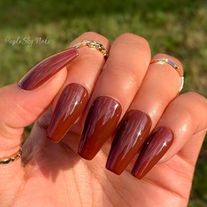 Brown Press On Nails - Glue on Fake Nails