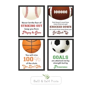 Sports Wall Decor,  Inspirational Sports Quotes, boys decor set, football, basketball, soccer, baseball, Print & Ship or Digital Download