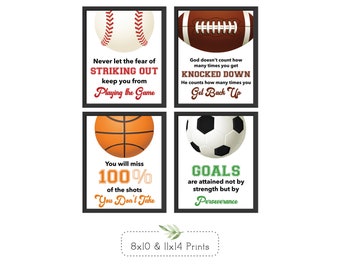 Sports Wall Decor,  Inspirational Sports Quotes, boys decor set, football, basketball, soccer, baseball, Print & Ship or Digital Download