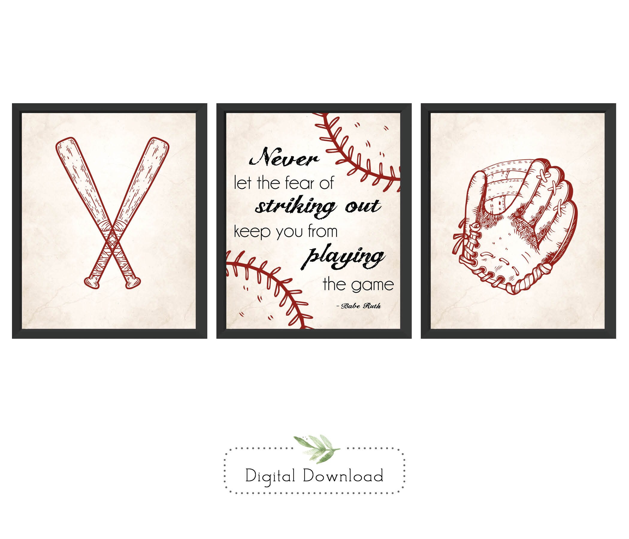 Baseball Wall Decor Inspirational Quote Baseball Glove Etsy