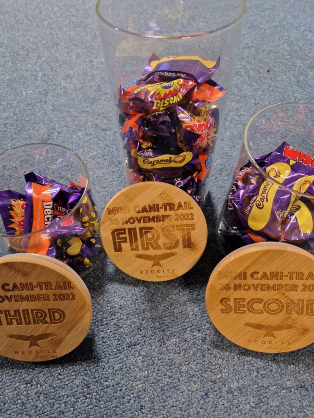 Set of 3 Jar Trophies With Engraved Lids and Chocolates Etsy UK