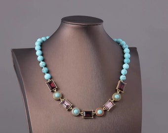 Heidi Daus Sparkling Solution Crystal Accented Turquoise vintage necklace and bracelet set