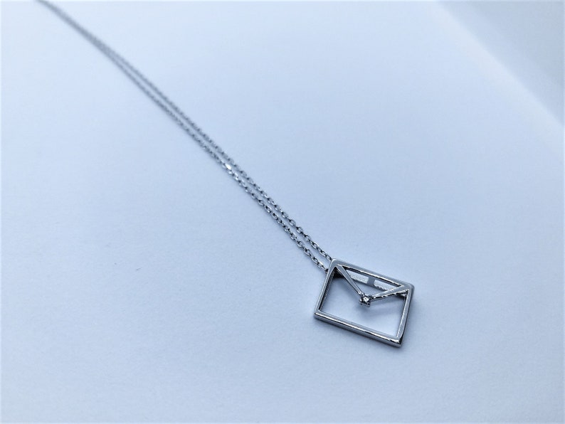925 Silver Envelope Pendant Necklace Silver Envelope Necklace
