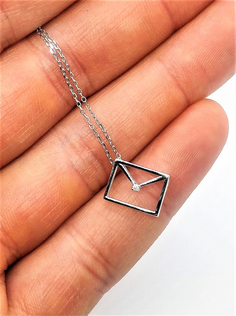 925 Silver Envelope Pendant Necklace Silver Envelope Necklace