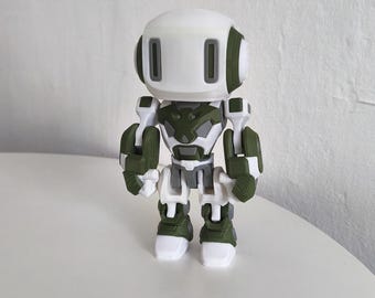 Articulated Robot Action Figure | Olive White Sci-Fi Desk Toy Mascot | Poseable Mech Collectible