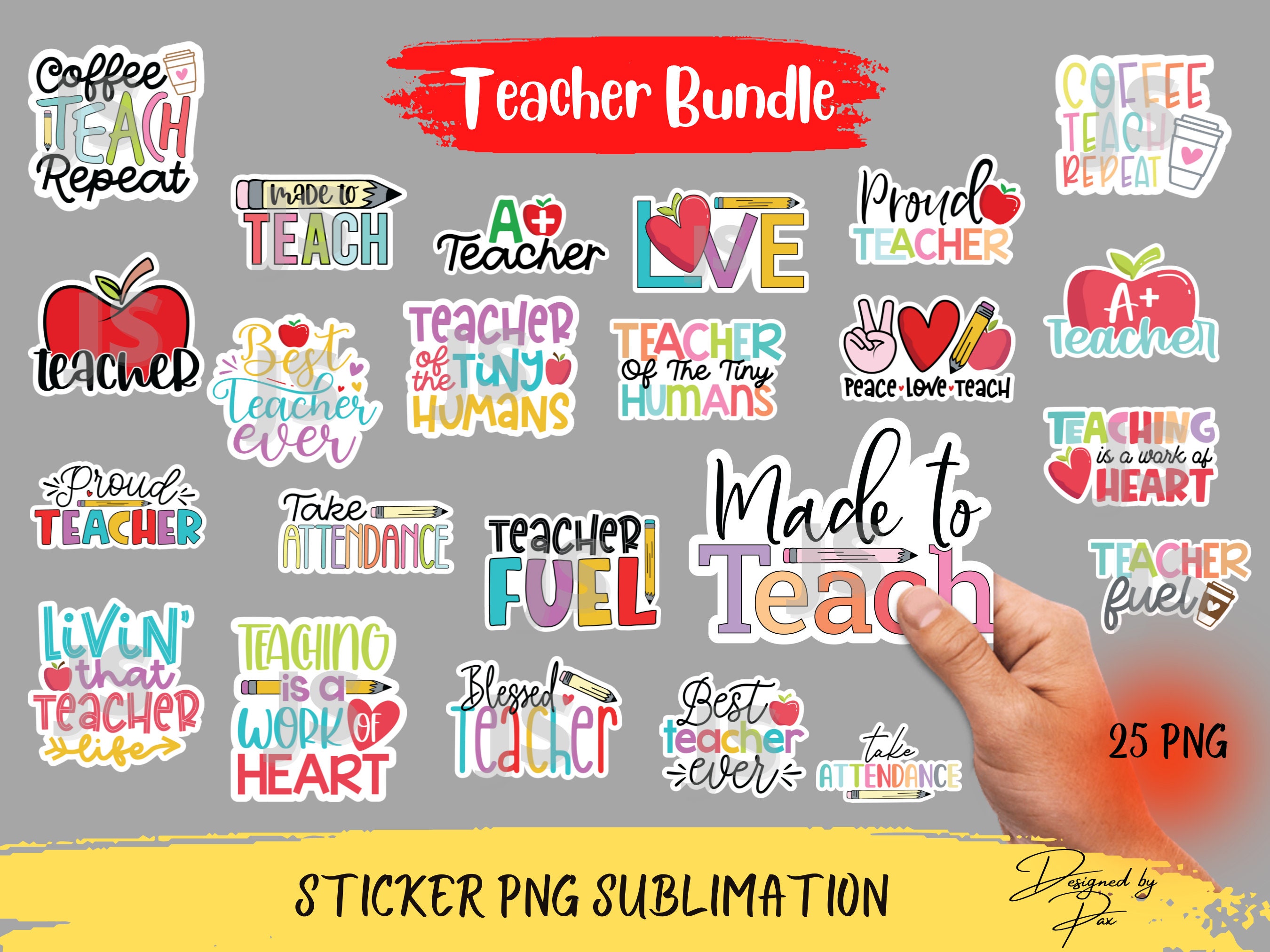 TEACHER STICKER Bundle Png Teacher Png Blessed Teacher Etsy UK