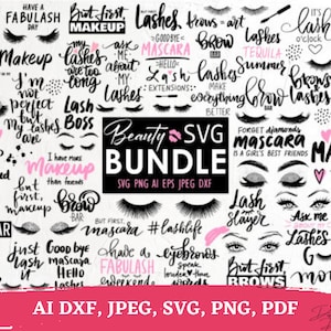 Luxe Lashes Mega SVG Bundle | Glamouröse Wimpern Illustrationen, Zitate und Sprüche für Bastler und Designer