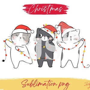Weihnachten Katze hält Lichter PNG - Adorable Holiday Kitty Clipart