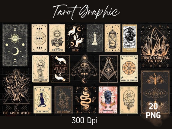 TAROT SUBLIMATION PNG, Tarot Deck Set, Sublimation Png, Digital Downloads, Tarot Png, Moon and Celestial Png, Celestial Tarot Illustrations