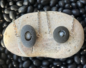 MDI Beach Stone Pearl Necklace