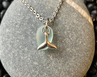 Sea Glass Whale Tail Necklace