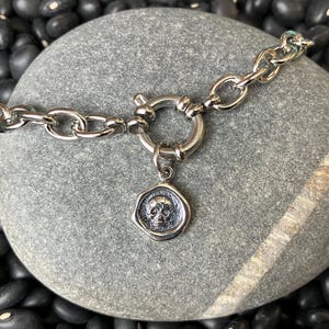 Sterling Silver Wax Stamp Skull Necklace