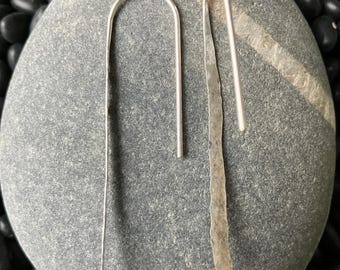 Hammered Silver Drop Earrings