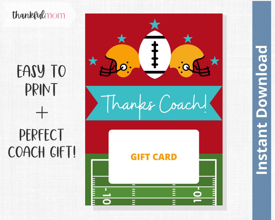 PRINTABLE Football Coach Gift Card Holder Coach Gift - Etsy