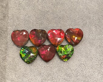 Ammolite Heart gemstone size 15mm natural and genuine : E00bundle55