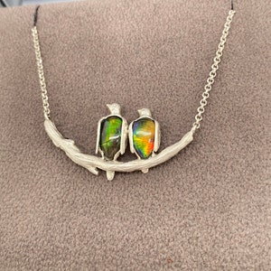 Ammolite Birds on Branch Colgante PN E21214