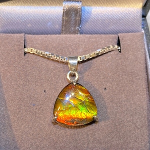 Ammolite Silver Trillion Pendant PN AZ021