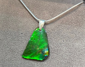 Ammolite Freeform and Sterling Silver Bail PN ES153-AA
