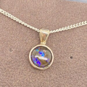 Conjunto de colgante redondo de ammolita en plata de ley PN E00421S
