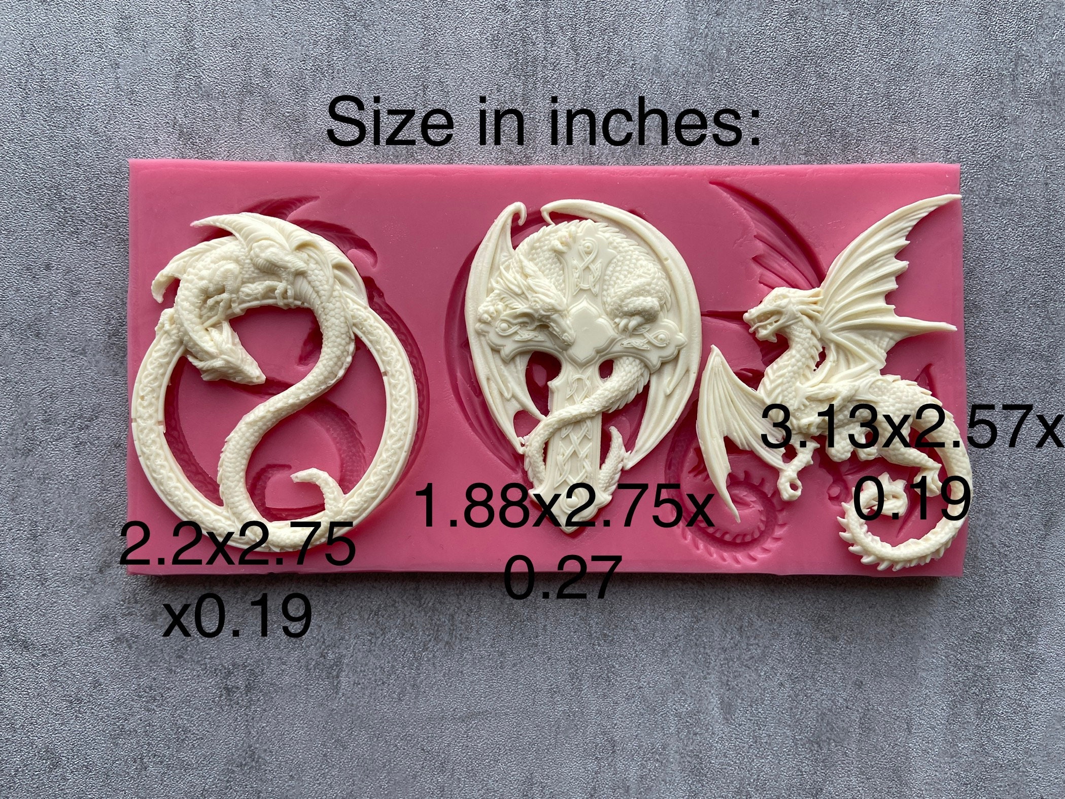 Silicon mold Set 3 Dragons DracoFurniture applique Molds Decor Etsy