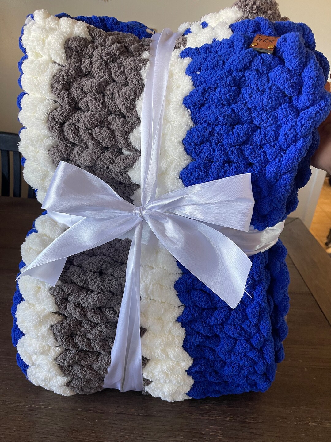 Tricolor Chunky Knit Blanket Etsy