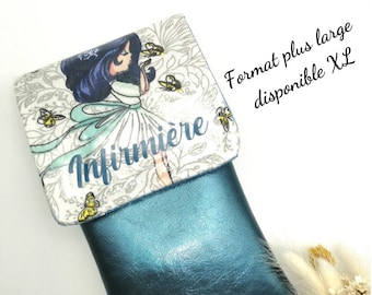 Pochette aimantée - Pochette personnalisée - Pochette infirmière - Cadeau personnalise - Pochette aide soignante - Cadeau infirmière.