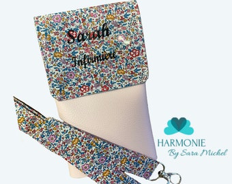 Pochette liberty aimantée - Pochette soignant personnalisée - Pochette infirmière - Cadeau infirmière - Pochette Sarah