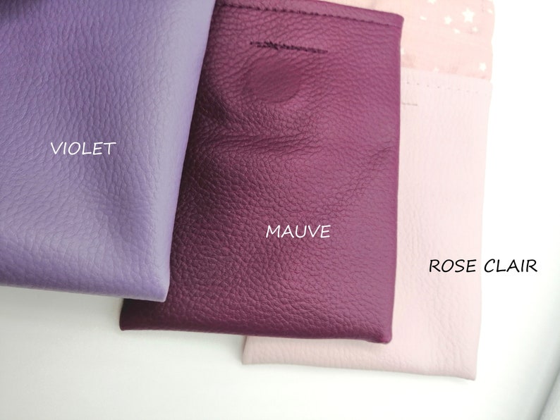 May include: Three fabric swatches in different shades of purple. The swatches are labeled "VIOLET", "MAUVE", and "ROSE CLAIR".