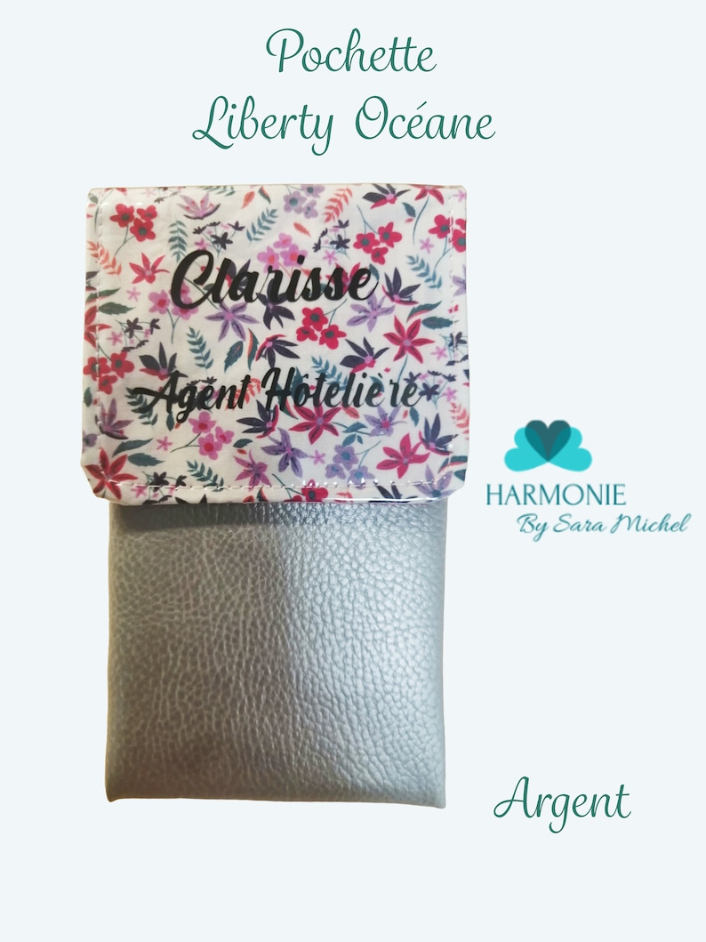 Magnetic and personalized pouch for nurse, caregiver, pen pouch, Liberty magnetic pouch Argent