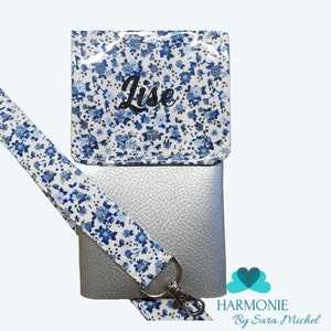 Pochette liberty aimantée Pochette soignant personnalisée Pochette infirmière Cadeau infirmière GRIS