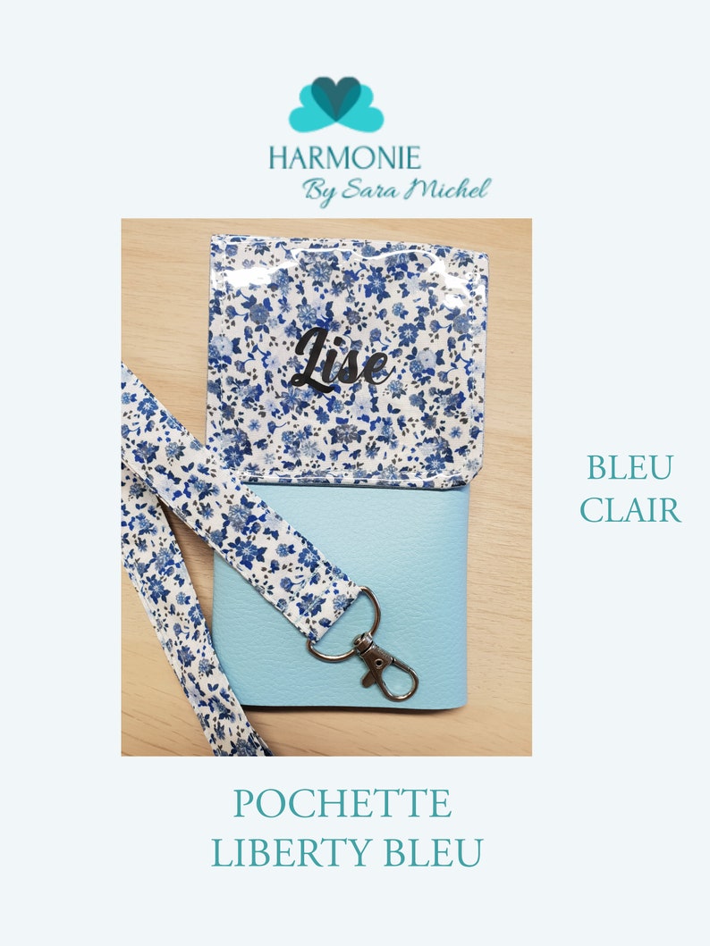 Pochette liberty aimantée Pochette soignant personnalisée Pochette infirmière Cadeau infirmière BLEU CLAIR