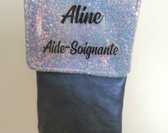 Glitter! Magnetic nurse pouch Personalized pouch Caregiver pouch GLITTER