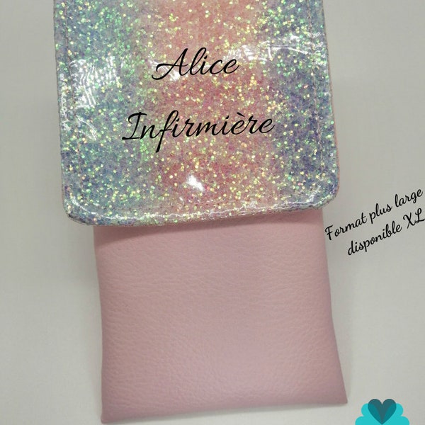 Pochette Diamant Rose - Pochette infirmière XL - Pochette infirmière - Pochette personnalise - Cadeau infirmière - Pochette aide soignante