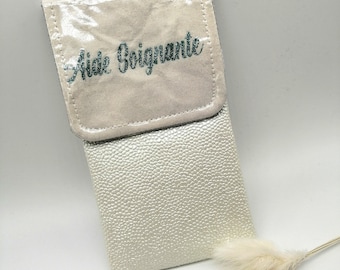 Pochette - Pochette personnalisée - Pochette infirmière - Pochette aide soignante- Pochette soignante - Cadeau infirmière - pochette blanc