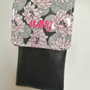 Magnetic and personalized pouch for nurse, caregiver, pen pouch, water lily pouch, nurse pouch Noir