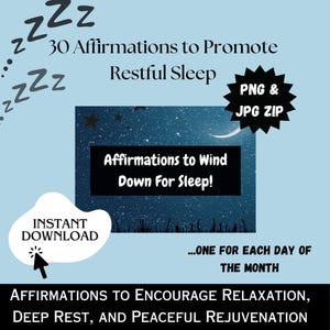 Tarjetas de afirmaciones para dormir y descansar / Herramienta de bienestar digital imprimible para relajarse / dormir mejor / Afirmaciones de autocuidado para aliviar el estrés