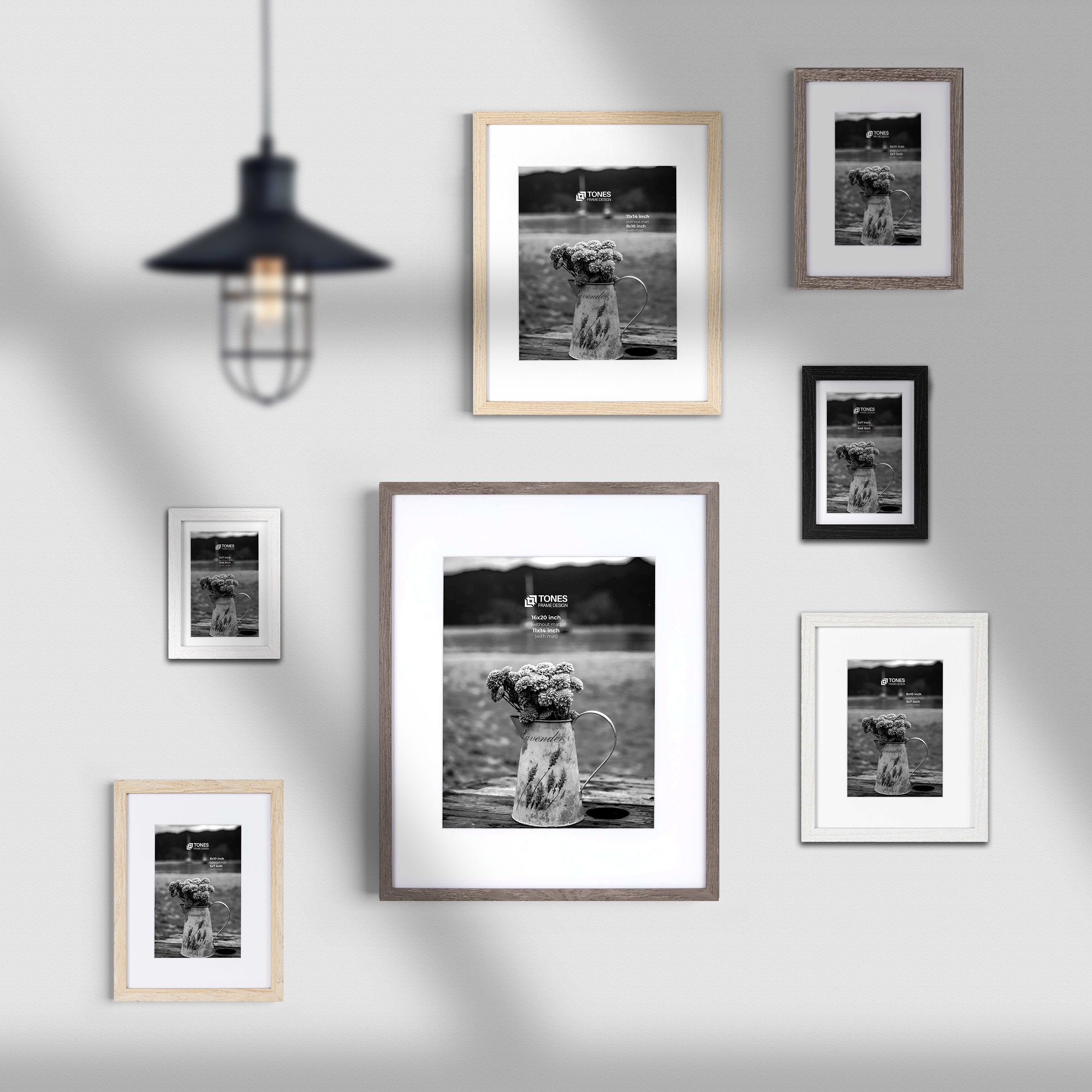 4 x 6 Matte Black Wood 6 Pack Picture Frames with Tempered Glass