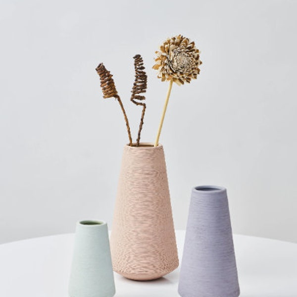 Matte Contemporary Conic Shape Ceramic Vase Collection