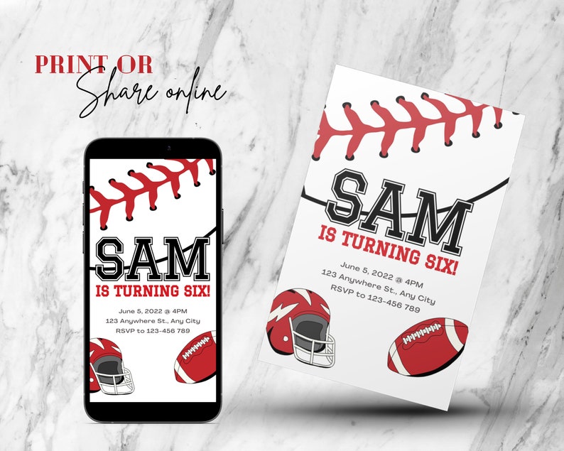 Editable Rugby Party Invitation Template Digital and Printable Sports Theme, Boys Party, Rugby ...